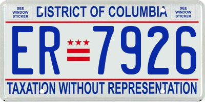 DC license plate ER7926