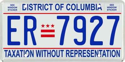 DC license plate ER7927