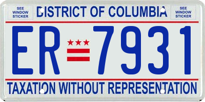 DC license plate ER7931