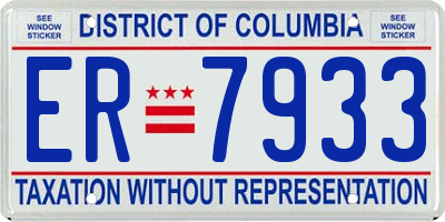 DC license plate ER7933
