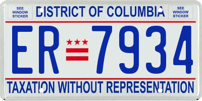 DC license plate ER7934