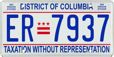 DC license plate ER7937