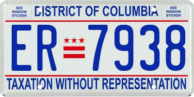 DC license plate ER7938