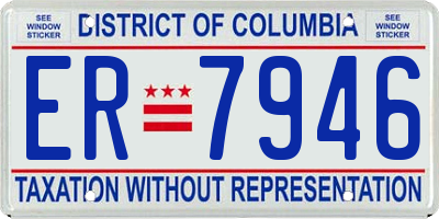 DC license plate ER7946