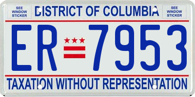 DC license plate ER7953