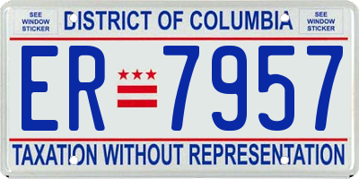 DC license plate ER7957