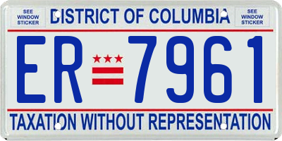 DC license plate ER7961