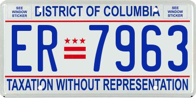 DC license plate ER7963