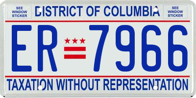 DC license plate ER7966