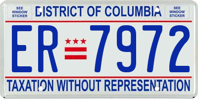 DC license plate ER7972