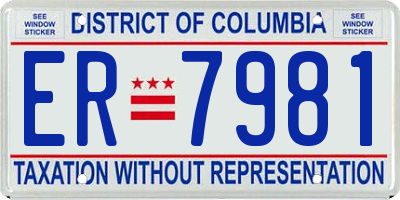 DC license plate ER7981