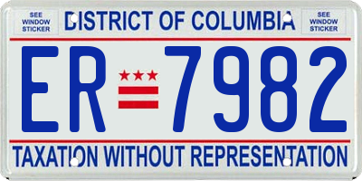 DC license plate ER7982