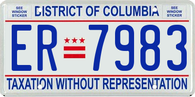 DC license plate ER7983
