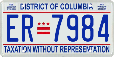 DC license plate ER7984