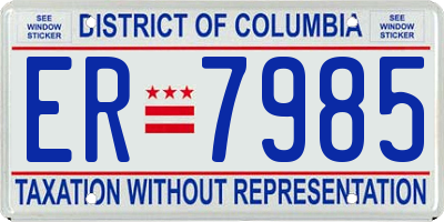 DC license plate ER7985