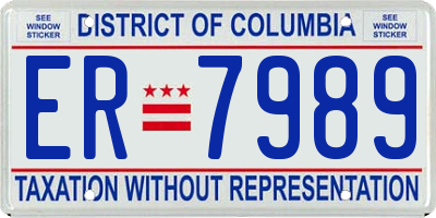 DC license plate ER7989