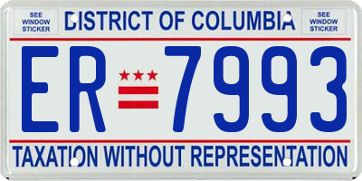 DC license plate ER7993
