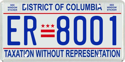 DC license plate ER8001