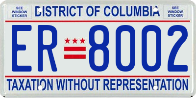DC license plate ER8002