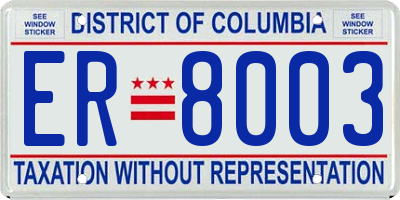 DC license plate ER8003