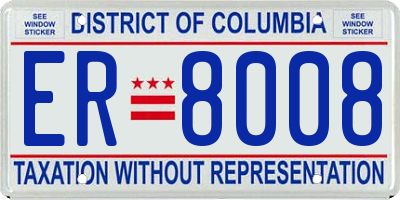 DC license plate ER8008