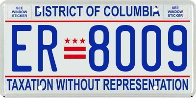 DC license plate ER8009