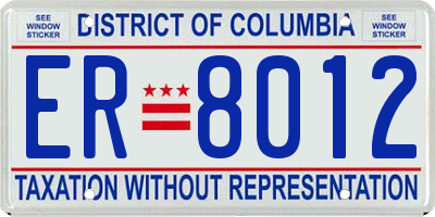 DC license plate ER8012