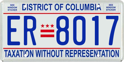 DC license plate ER8017