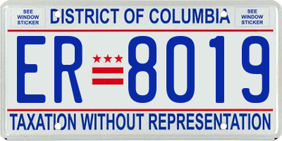 DC license plate ER8019