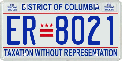 DC license plate ER8021