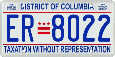 DC license plate ER8022