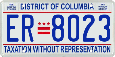DC license plate ER8023