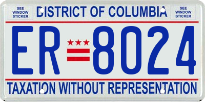 DC license plate ER8024