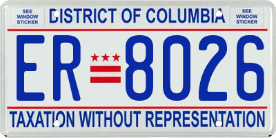 DC license plate ER8026