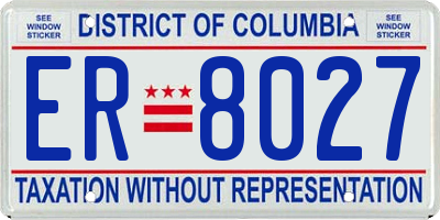 DC license plate ER8027