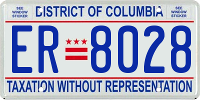 DC license plate ER8028