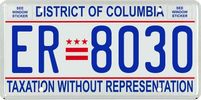 DC license plate ER8030
