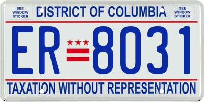 DC license plate ER8031