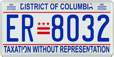 DC license plate ER8032