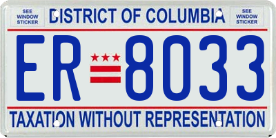 DC license plate ER8033