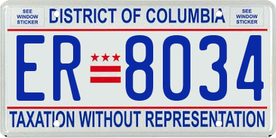 DC license plate ER8034