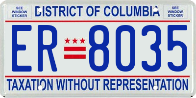 DC license plate ER8035