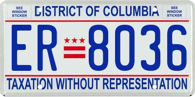 DC license plate ER8036