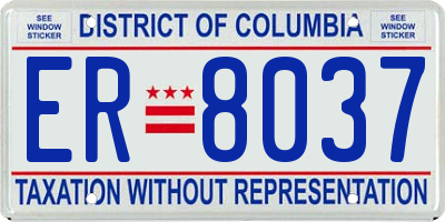 DC license plate ER8037