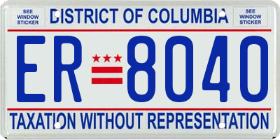 DC license plate ER8040