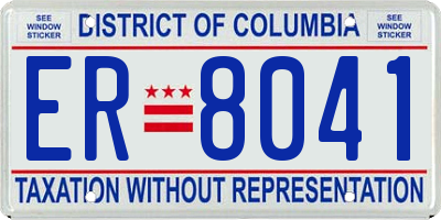 DC license plate ER8041