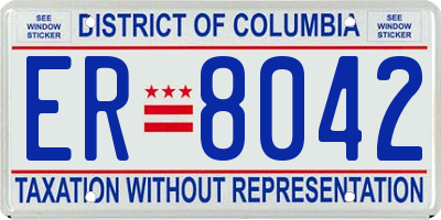 DC license plate ER8042