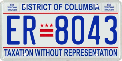 DC license plate ER8043