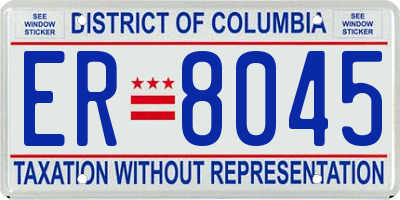 DC license plate ER8045