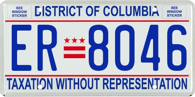 DC license plate ER8046